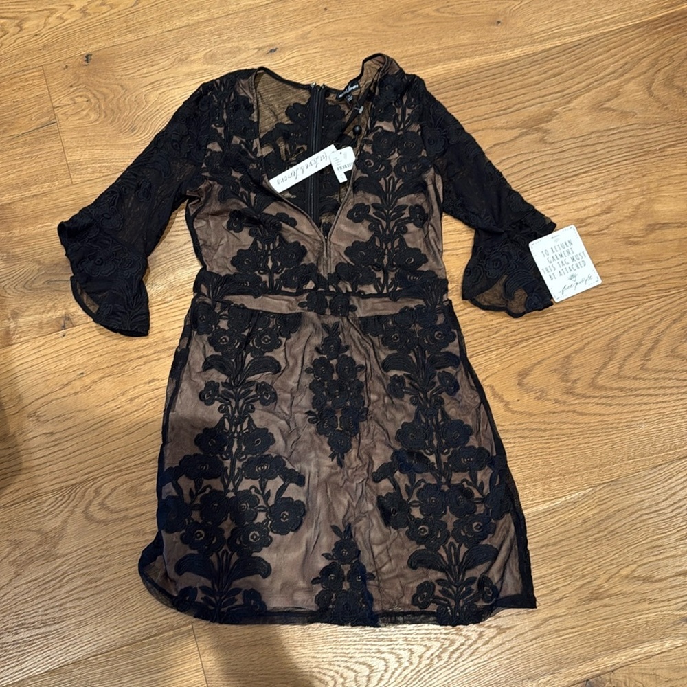 For Love & Lemons Black Lace Overlay Mini Dress